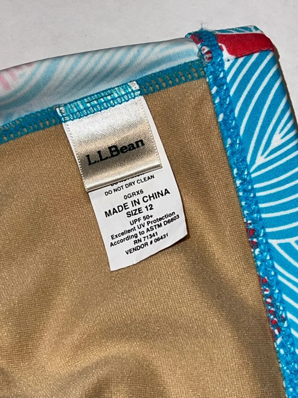 L.L. Bean Turquoise Bikini Bottoms with Red Floral Print Size 12